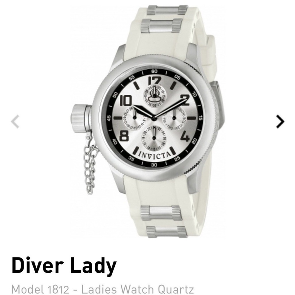 Invicta Diver Lady model 1812-White and Silver Watch-